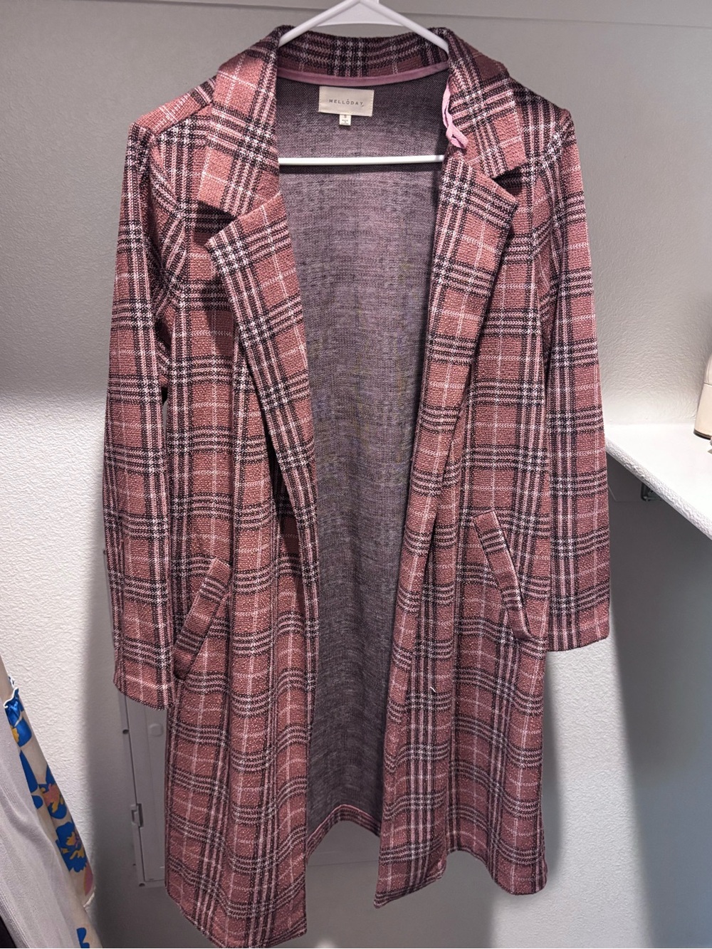 Pink Plaid Long Coat